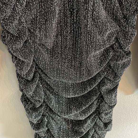 ZARA Silver Metallic Thread Ruched Dress dress like new - Picture 6 of 13